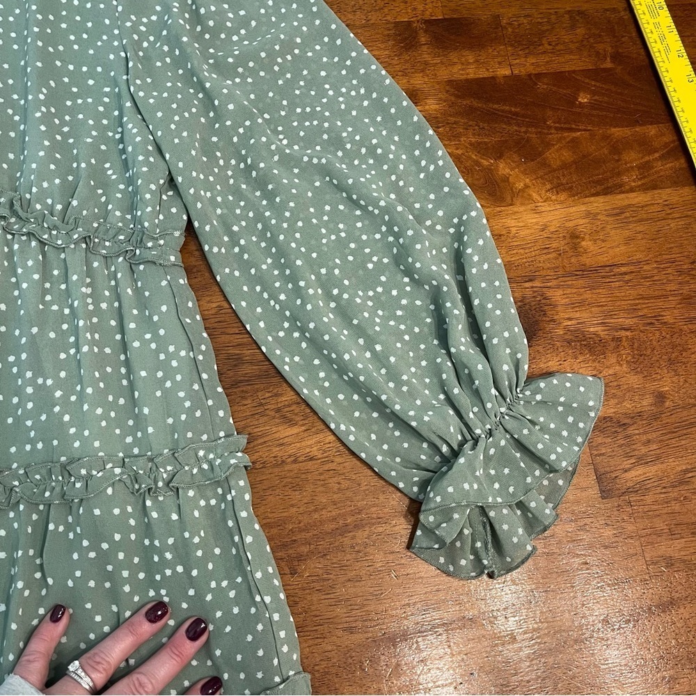 JODIFL Sage Green Dress with White Dots size small - Picture 7 of 8